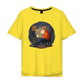 Мужская футболка хлопок Oversize с принтом IT - кошечка в Белгороде, 100% хлопок | свободный крой, круглый ворот, “спинка” длиннее передней части | birdborn | it | админ | подарок | программист | профессия | работа