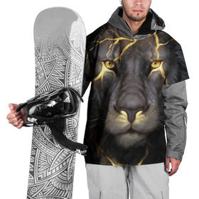 Накидка на куртку 3D с принтом Лев с молнией в Белгороде, 100% полиэстер |  | глаза | гроза | зверь | король | кот | кошка | прайд | царь | шрам