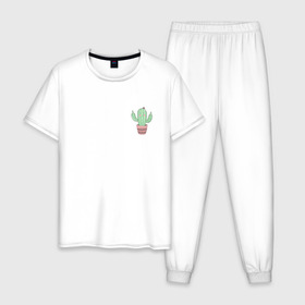 Мужская пижама хлопок с принтом Fucktus-2 в Белгороде, 100% хлопок | брюки и футболка прямого кроя, без карманов, на брюках мягкая резинка на поясе и по низу штанин
 | cactus | you | аргументы | иголки | кактус | карман | колючий | растение