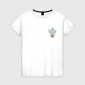Женская футболка хлопок с принтом Fucktus-2 в Белгороде, 100% хлопок | прямой крой, круглый вырез горловины, длина до линии бедер, слегка спущенное плечо | cactus | you | аргументы | иголки | кактус | карман | колючий | растение
