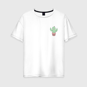 Женская футболка хлопок Oversize с принтом Fucktus-2 в Белгороде, 100% хлопок | свободный крой, круглый ворот, спущенный рукав, длина до линии бедер
 | cactus | you | аргументы | иголки | кактус | карман | колючий | растение