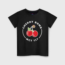 Детская футболка хлопок с принтом Cherry Bomb в Белгороде, 100% хлопок | круглый вырез горловины, полуприлегающий силуэт, длина до линии бедер | 127 | bomb | cherry | k pop | korea | kpop | nct | pop | бомб | бомба | вишневая | корейцы | корея | нст | черри