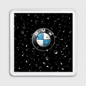 Магнит 55*55 с принтом BMW под Дождём в Белгороде, Пластик | Размер: 65*65 мм; Размер печати: 55*55 мм | auto | bmw | logo | moto | symbol | авто | автомобили | автомобилисту | автомобильная | бмв | гонки | дождь | знак | капли | лого | логотип | марка | машина | машинки | машины | мото | мотоцикл | символ | тачка | тюнинг