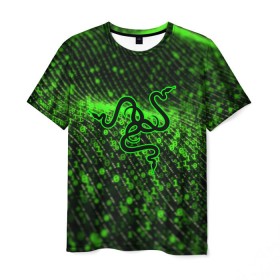 Мужская футболка 3D с принтом RAZER в Белгороде, 100% полиэфир | прямой крой, круглый вырез горловины, длина до линии бедер | 101 | brand | company | gamer | green | logo | mamba | naga | player | razer | rzr | snake | бренд | железо | зеленый | змея | компания | лого | рейзер | софт