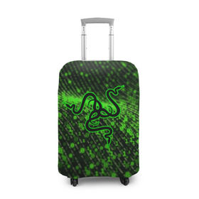 Чехол для чемодана 3D с принтом RAZER в Белгороде, 86% полиэфир, 14% спандекс | двустороннее нанесение принта, прорези для ручек и колес | 101 | brand | company | gamer | green | logo | mamba | naga | player | razer | rzr | snake | бренд | железо | зеленый | змея | компания | лого | рейзер | софт