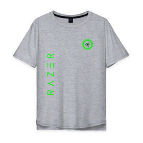 Мужская футболка хлопок Oversize с принтом RAZER в Белгороде, 100% хлопок | свободный крой, круглый ворот, “спинка” длиннее передней части | 101 | brand | company | gamer | green | logo | mamba | naga | player | razer | rzr | snake | бренд | железо | зеленый | змея | компания | лого | рейзер | софт