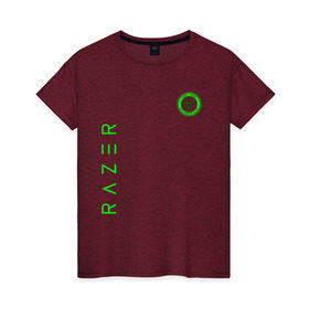 Женская футболка хлопок с принтом RAZER в Белгороде, 100% хлопок | прямой крой, круглый вырез горловины, длина до линии бедер, слегка спущенное плечо | 101 | brand | company | gamer | green | logo | mamba | naga | player | razer | rzr | snake | бренд | железо | зеленый | змея | компания | лого | рейзер | софт