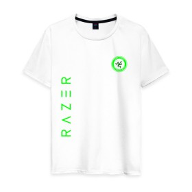 Мужская футболка хлопок с принтом RAZER в Белгороде, 100% хлопок | прямой крой, круглый вырез горловины, длина до линии бедер, слегка спущенное плечо. | 101 | brand | company | gamer | green | logo | mamba | naga | player | razer | rzr | snake | бренд | железо | зеленый | змея | компания | лого | рейзер | софт