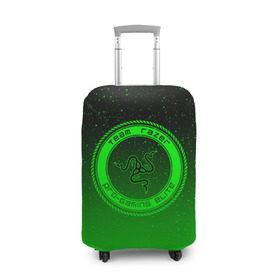 Чехол для чемодана 3D с принтом RAZER SPACE в Белгороде, 86% полиэфир, 14% спандекс | двустороннее нанесение принта, прорези для ручек и колес | 101 | brand | company | gamer | green | logo | mamba | naga | player | razer | rzr | snake | space | бренд | железо | зеленый | змея | компания | космос | лого | рейзер | софт