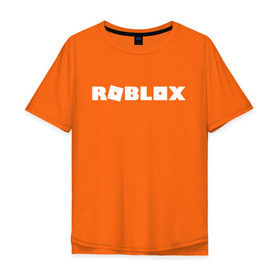 Мужская футболка хлопок Oversize с принтом Roblox Logo в Белгороде, 100% хлопок | свободный крой, круглый ворот, “спинка” длиннее передней части | logo | roblox | лого | логотип | надпись | роблокс