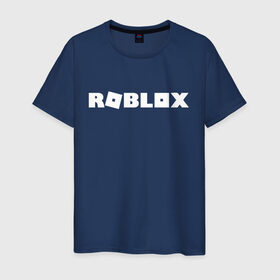 Мужская футболка хлопок с принтом Roblox Logo в Белгороде, 100% хлопок | прямой крой, круглый вырез горловины, длина до линии бедер, слегка спущенное плечо. | Тематика изображения на принте: logo | roblox | лого | логотип | надпись | роблокс