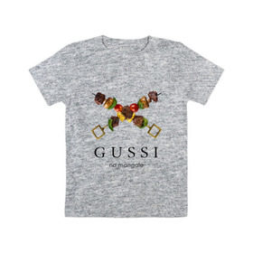 Детская футболка хлопок с принтом Gussi na mangale в Белгороде, 100% хлопок | круглый вырез горловины, полуприлегающий силуэт, длина до линии бедер | антибренд | гуси на мангале | стиль | юмор