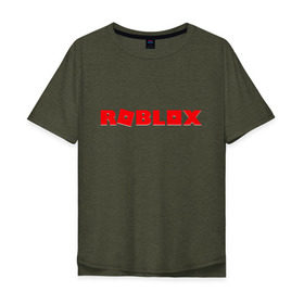 Мужская футболка хлопок Oversize с принтом Roblox Logo в Белгороде, 100% хлопок | свободный крой, круглый ворот, “спинка” длиннее передней части | logo | roblox | лого | логотип | надпись | роблокс