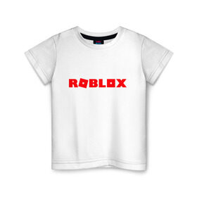 Детская футболка хлопок с принтом Roblox Logo в Белгороде, 100% хлопок | круглый вырез горловины, полуприлегающий силуэт, длина до линии бедер | Тематика изображения на принте: logo | roblox | лого | логотип | надпись | роблокс