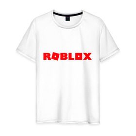 Мужская футболка хлопок с принтом Roblox Logo в Белгороде, 100% хлопок | прямой крой, круглый вырез горловины, длина до линии бедер, слегка спущенное плечо. | Тематика изображения на принте: logo | roblox | лого | логотип | надпись | роблокс