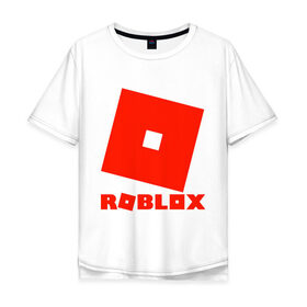 Мужская футболка хлопок Oversize с принтом Roblox Logo в Белгороде, 100% хлопок | свободный крой, круглый ворот, “спинка” длиннее передней части | Тематика изображения на принте: logo | roblox | лого | логотип | надпись | роблокс