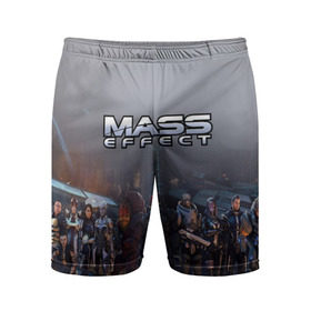 Мужские шорты спортивные с принтом Mass Effect в Белгороде,  |  | amdromeda initiative | andromeda | game | gun | hemet | n7 | rifle | ryder | soldier | space | star | weapon