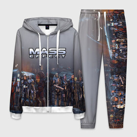 Мужской костюм 3D с принтом Mass Effect в Белгороде, 100% полиэстер | Манжеты и пояс оформлены тканевой резинкой, двухслойный капюшон со шнурком для регулировки, карманы спереди | amdromeda initiative | andromeda | game | gun | hemet | n7 | rifle | ryder | soldier | space | star | weapon