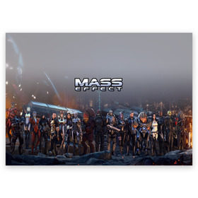 Поздравительная открытка с принтом Mass Effect в Белгороде, 100% бумага | плотность бумаги 280 г/м2, матовая, на обратной стороне линовка и место для марки
 | amdromeda initiative | andromeda | game | gun | hemet | n7 | rifle | ryder | soldier | space | star | weapon