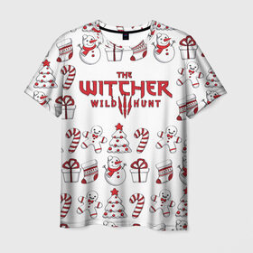 Мужская футболка 3D с принтом The Witcher Новогодний в Белгороде, 100% полиэфир | прямой крой, круглый вырез горловины, длина до линии бедер | wild hunt | арбалет | ведьмак 3 | геральт | год | дикая | магия | новый | охота | снег | цири