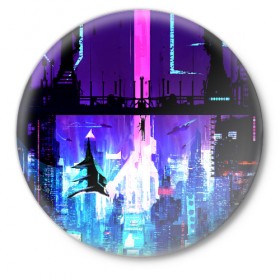 Значок с принтом CYBERPUNK в Белгороде,  металл | круглая форма, металлическая застежка в виде булавки | 2077 | cd projekt red | cyberpunk | cyberpunk 2077 | game | арт | будущее | видеоигра | игра | киберпанк 2077 | киборг | киборги