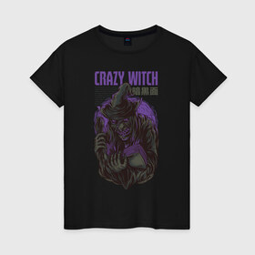 Женская футболка хлопок с принтом Ведьма в Белгороде, 100% хлопок | прямой крой, круглый вырез горловины, длина до линии бедер, слегка спущенное плечо | witch | баба яга | ведьма | колдунья | ужас