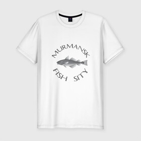 Мужская футболка хлопок Slim с принтом Мурманск в Белгороде, 92% хлопок, 8% лайкра | приталенный силуэт, круглый вырез ворота, длина до линии бедра, короткий рукав | мурмаск