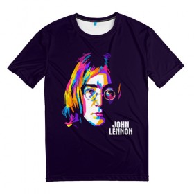 Мужская футболка 3D с принтом Джон Леннон в Белгороде, 100% полиэфир | прямой крой, круглый вырез горловины, длина до линии бедер | Тематика изображения на принте: the beatles | битлз | британия | джон | леннон | ленон | рок | рок н ролл | хард рок | хиппи