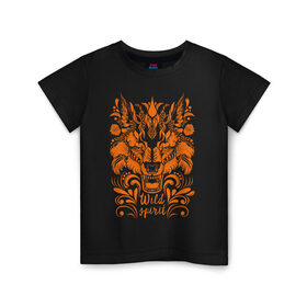 Детская футболка хлопок с принтом Wild Fox в Белгороде, 100% хлопок | круглый вырез горловины, полуприлегающий силуэт, длина до линии бедер | fox | siberia | wild | волк | животные | лиса | свобода | сибирь