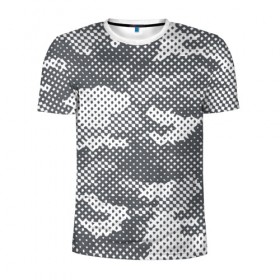 Мужская футболка 3D спортивная с принтом Серый камуфляж в Белгороде, 100% полиэстер с улучшенными характеристиками | приталенный силуэт, круглая горловина, широкие плечи, сужается к линии бедра | 