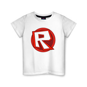 Детская футболка хлопок с принтом Roblox в Белгороде, 100% хлопок | круглый вырез горловины, полуприлегающий силуэт, длина до линии бедер | minecraft | roblox | игра | копатель | майнкрафт | роблокс