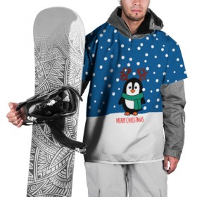Накидка на куртку 3D с принтом Праздничный пингвинчик в Белгороде, 100% полиэстер |  | christmas | deer | new | pinguin | snow | snowflakes | winter | xmas | year | год | зима | новый | олень | пингвин | рождество | снег | снежинки