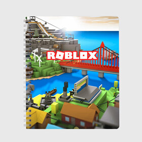 Тетрадь с принтом ROBLOX в Белгороде, 100% бумага | 48 листов, плотность листов — 60 г/м2, плотность картонной обложки — 250 г/м2. Листы скреплены сбоку удобной пружинной спиралью. Уголки страниц и обложки скругленные. Цвет линий — светло-серый
 | block | lego | logo | minecraft | online | oof | quest | roblocks | roblockx | roblox | studio | блок | блоки | голова | игра | игры | квест | лего | лицо | лого | логотип | майнкрафт | онлайн | роблокс | символ | студия