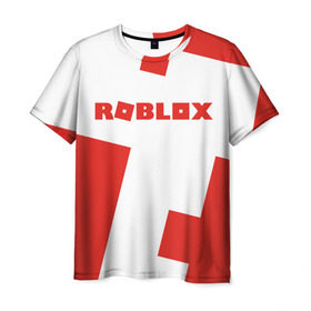 Мужская футболка 3D с принтом ROBLOX Red в Белгороде, 100% полиэфир | прямой крой, круглый вырез горловины, длина до линии бедер | block | lego | logo | minecraft | online | oof | quest | roblocks | roblockx | roblox | studio | блок | блоки | голова | игра | игры | квест | лего | лицо | лого | логотип | майнкрафт | онлайн | роблокс | символ | студия