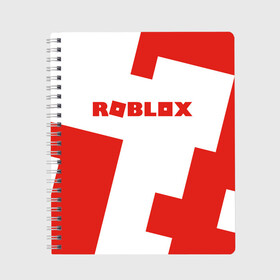 Тетрадь с принтом ROBLOX Red в Белгороде, 100% бумага | 48 листов, плотность листов — 60 г/м2, плотность картонной обложки — 250 г/м2. Листы скреплены сбоку удобной пружинной спиралью. Уголки страниц и обложки скругленные. Цвет линий — светло-серый
 | block | lego | logo | minecraft | online | oof | quest | roblocks | roblockx | roblox | studio | блок | блоки | голова | игра | игры | квест | лего | лицо | лого | логотип | майнкрафт | онлайн | роблокс | символ | студия