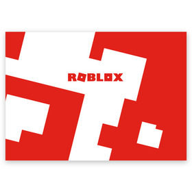 Поздравительная открытка с принтом ROBLOX Red в Белгороде, 100% бумага | плотность бумаги 280 г/м2, матовая, на обратной стороне линовка и место для марки
 | block | lego | logo | minecraft | online | oof | quest | roblocks | roblockx | roblox | studio | блок | блоки | голова | игра | игры | квест | лего | лицо | лого | логотип | майнкрафт | онлайн | роблокс | символ | студия