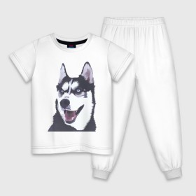 Детская пижама хлопок с принтом Хаски в Белгороде, 100% хлопок |  брюки и футболка прямого кроя, без карманов, на брюках мягкая резинка на поясе и по низу штанин
 | dog | haski | собака | собаки | хаски | хаски бандит
