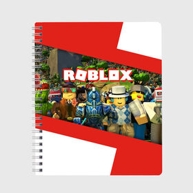 Тетрадь с принтом ROBLOX в Белгороде, 100% бумага | 48 листов, плотность листов — 60 г/м2, плотность картонной обложки — 250 г/м2. Листы скреплены сбоку удобной пружинной спиралью. Уголки страниц и обложки скругленные. Цвет линий — светло-серый
 | lego | logo | meme | memes | minecraft | oof | quest | roblocks | roblockx | roblox | studio | блок | блоки | голова | игра | игры | квест | лего | лицо | лого | логотип | майнкрафт | мем | мемы | онлайн | роблокс | студия
