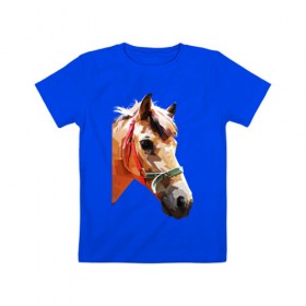 Детская футболка хлопок с принтом Лошадь в Белгороде, 100% хлопок | круглый вырез горловины, полуприлегающий силуэт, длина до линии бедер | абстракция | конь | лошадка | лошадь
