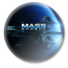 Значок с принтом MASS EFFECT в Белгороде,  металл | круглая форма, металлическая застежка в виде булавки | Тематика изображения на принте: 