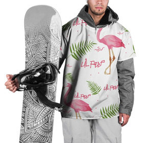 Накидка на куртку 3D с принтом Lil Peep pink flamingo в Белгороде, 100% полиэстер |  | benz truck | girls. pink | gustav hr | hip hop | lil | lil peep | peep | rap | лил | лилпип | листья | пальма | пальмы | пип | розовый | рэп | фламинго | хип хоп | эмо | эмо реп
