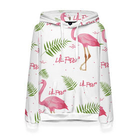 Женская толстовка 3D с принтом Lil Peep pink flamingo в Белгороде, 100% полиэстер  | двухслойный капюшон со шнурком для регулировки, мягкие манжеты на рукавах и по низу толстовки, спереди карман-кенгуру с мягким внутренним слоем. | benz truck | girls. pink | gustav hr | hip hop | lil | lil peep | peep | rap | лил | лилпип | листья | пальма | пальмы | пип | розовый | рэп | фламинго | хип хоп | эмо | эмо реп