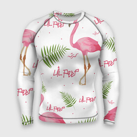 Мужской рашгард 3D с принтом Lil Peep pink flamingo в Белгороде,  |  | benz truck | girls. pink | gustav hr | hip hop | lil | lil peep | peep | rap | лил | лилпип | листья | пальма | пальмы | пип | розовый | рэп | фламинго | хип хоп | эмо | эмо реп