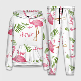 Женский костюм 3D (с толстовкой) с принтом Lil Peep pink flamingo в Белгороде,  |  | benz truck | girls. pink | gustav hr | hip hop | lil | lil peep | peep | rap | лил | лилпип | листья | пальма | пальмы | пип | розовый | рэп | фламинго | хип хоп | эмо | эмо реп