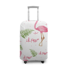 Чехол для чемодана 3D с принтом Lil Peep pink flamingo в Белгороде, 86% полиэфир, 14% спандекс | двустороннее нанесение принта, прорези для ручек и колес | benz truck | girls. pink | gustav hr | hip hop | lil | lil peep | peep | rap | лил | лилпип | листья | пальма | пальмы | пип | розовый | рэп | фламинго | хип хоп | эмо | эмо реп