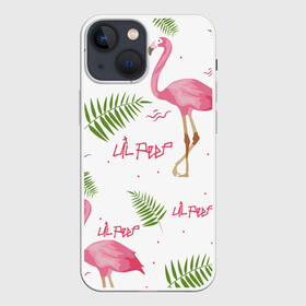 Чехол для iPhone 13 mini с принтом Lil Peep pink flamingo в Белгороде,  |  | Тематика изображения на принте: benz truck | girls. pink | gustav hr | hip hop | lil | lil peep | peep | rap | лил | лилпип | листья | пальма | пальмы | пип | розовый | рэп | фламинго | хип хоп | эмо | эмо реп