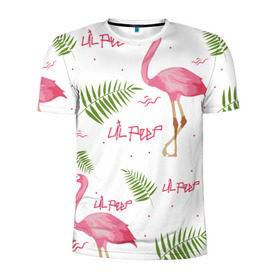 Мужская футболка 3D спортивная с принтом Lil Peep pink flamingo в Белгороде, 100% полиэстер с улучшенными характеристиками | приталенный силуэт, круглая горловина, широкие плечи, сужается к линии бедра | benz truck | girls. pink | gustav hr | hip hop | lil | lil peep | peep | rap | лил | лилпип | листья | пальма | пальмы | пип | розовый | рэп | фламинго | хип хоп | эмо | эмо реп