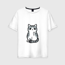 Женская футболка хлопок Oversize с принтом I Dont Give A Meow в Белгороде, 100% хлопок | свободный крой, круглый ворот, спущенный рукав, длина до линии бедер
 | дерзкий | дикий | кот | котенок | котик | котэ | кошечка | лапочка | милашка | милота | милый | мимими | мяу | полосатый