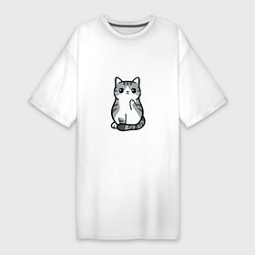 Платье-футболка хлопок с принтом I Dont Give A Meow в Белгороде,  |  | Тематика изображения на принте: дерзкий | дикий | кот | котенок | котик | котэ | кошечка | лапочка | милашка | милота | милый | мимими | мяу | полосатый