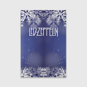 Обложка для паспорта матовая кожа с принтом Новогодний Led Zeppelin в Белгороде, натуральная матовая кожа | размер 19,3 х 13,7 см; прозрачные пластиковые крепления | 